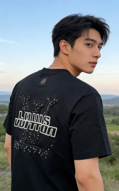Louis Vuitton/Louis Vuitton cross-stitch woven embroidery short sleeves